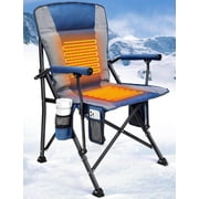 Chumajor Heated Camping Chair for Adults, Heats Back and Seat, 3 Heat Levels, Fully Padded Heated Folding Chair for Outdoor Sports with Cup Holder, Rich Pockets, Battery NOT Included